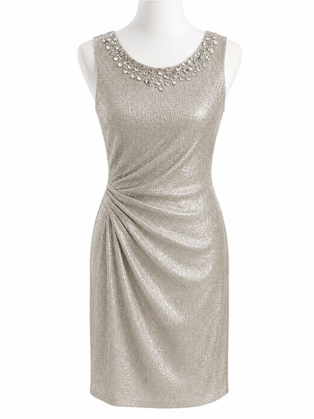 ALEX EVENINGS Silver Metallic Embellished Sexy Cocktail Dress Women 10 NWOT NEW